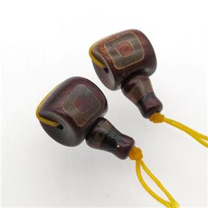 Tibetan Agate Guru Beads, 3holes, approx 13-14mm [GM11803]