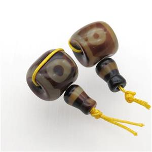 Tibetan Agate Guru Beads, 3holes, approx 15-16mm [GM11805]