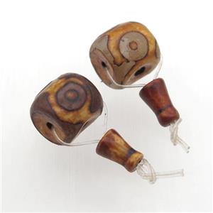 Tibetan Agate Guru Beads, 3holes, Buddhist jewelry, approx 15-16mm [GM11807]
