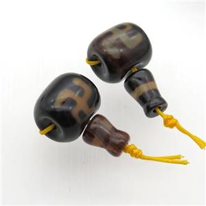 Tibetan Agate Guru Beads, 3holes, approx 15-16mm [GM11809]