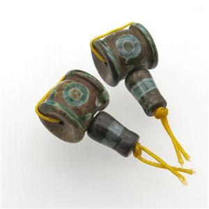 Tibetan Agate Guru Beads, 3holes, approx 17-18mm [GM11810]