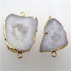 white druzy agate slice connector, gold plated, approx 20-30mm [GM11848]