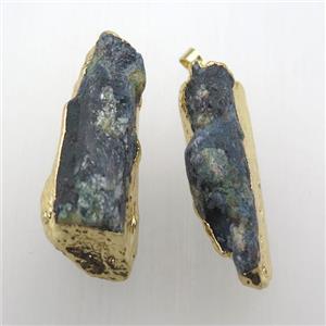 raw Kyanite pendant, freeform, gold plated, approx 12-45mm [GM11855]