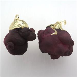 rawAgate pendant, freeform, gold plated, approx 30-40mm [GM11859]