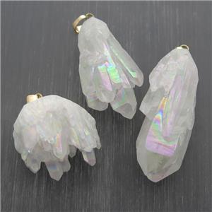 white AB-color Crystal Quartz pendants, approx 15-50mm [GM11867]