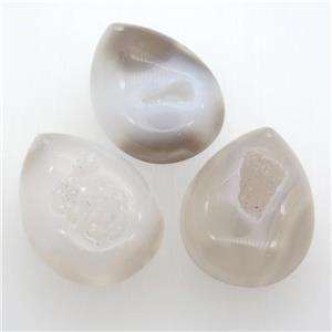 natural Agate Duryz pendant, geode, teardrop, approx 30-40mm [GM11881]