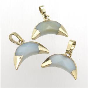 Chinese Amazonite crescent pendant, gold plated, approx 5-16mm [GM11891]