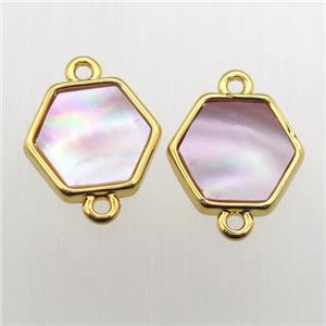 pink Queen Shell hexagon connector, approx 11-12mm [GM11918]
