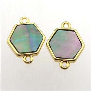 gray Abalone Shell hexagon connector, approx 11-12mm [GM11919]