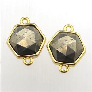 Pyrite hexagon connector, approx 11-12mm [GM11921]