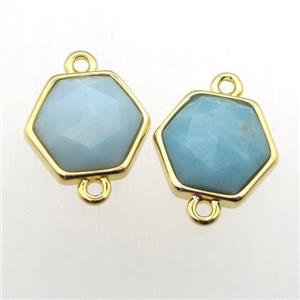 blue Amazonite hexagon connector, approx 11-12mm [GM11926]