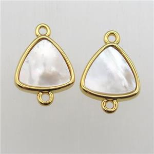 white Pearlized Shell triangle connector, approx 10-11mm [GM11930]