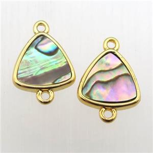 rainbow Abalone Shell triangle connector, approx 10-11mm [GM11932]
