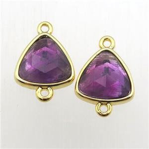 purple Amethyst triangle connector, approx 10-11mm [GM11934]
