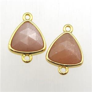 peach SunStone triangle connector, approx 10-11mm [GM11938]