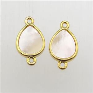 white Pearlized Shell teardrop connector, approx 10-12mm [GM11944]