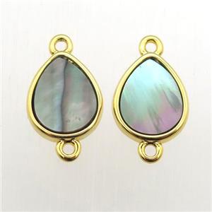 gray Abalone Shell teardrop connector, approx 10-12mm [GM11947]
