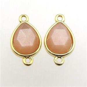peach SunStone teardrop connector, approx 10-12mm [GM11949]