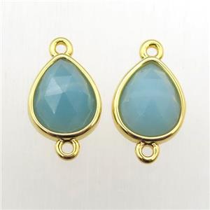 blue Amazonite teardrop connector, approx 10-12mm [GM11951]