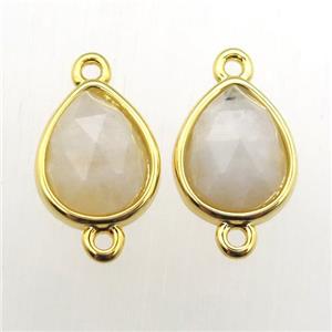white MoonStone teardrop connector, approx 10-12mm [GM11954]