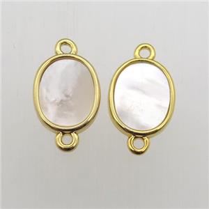 white Pearlized Shell oval connector, approx 9-11mm [GM11957]