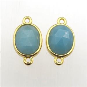 blue Amazonite oval connector, approx 9-11mm [GM11963]
