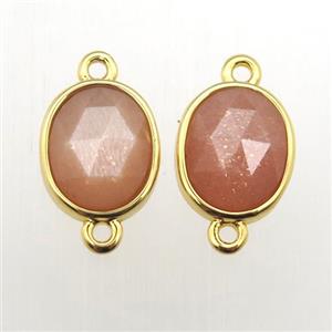 peach SunStone oval connector, approx 9-11mm [GM11967]