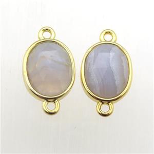 Blue Lace Agate oval connector, approx 9-11mm [GM11968]