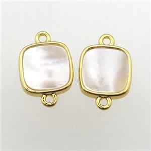 white Pearlized Shell square connector, approx 10x10mm [GM11970]