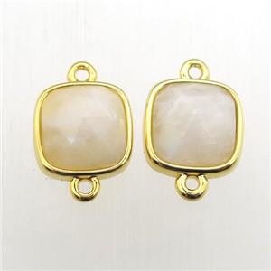 white MoonStone square connector, approx 10x10mm [GM11976]