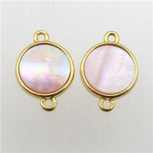 pink Queen Shell circle connector, approx 10mm dia [GM11984]