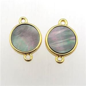 gray Abalone Shell circle connector, approx 10mm dia [GM11986]