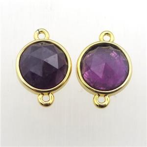 purple Amethyst circle connector, approx 10mm dia [GM11987]