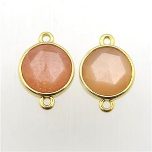 peach SunStone circle connector, approx 10mm dia [GM11988]