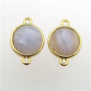 Blue Lace Agate circle connector, approx 10mm dia [GM11991]