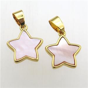 pink Queen Shell star pendant, approx 13mm dia [GM11997]