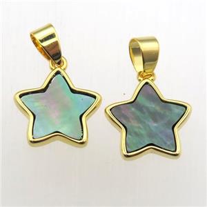 gray Abalone Shell star pendant, approx 13mm dia [GM11999]