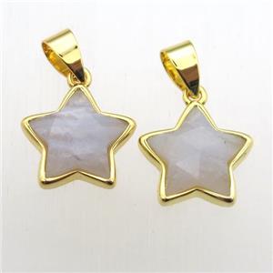 blue lace Agate star pendant, approx 13mm dia [GM12001]