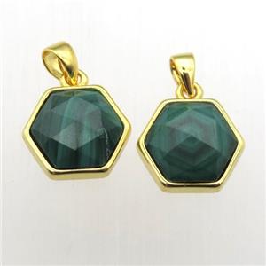 green Malachite hexagon pendants, approx 11-12mm [GM12010]