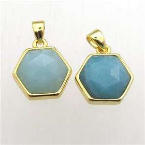 Amazonite hexagon pendants, approx 11-12mm [GM12011]