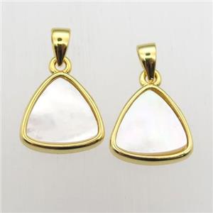white Pearlized Shell triangle pendant, approx 11-12mm [GM12020]