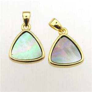 gray Abalone Shell triangle pendant, approx 11-12mm [GM12023]