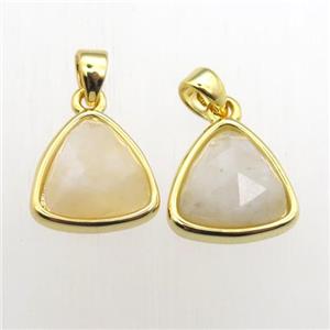 white MoonStone triangle pendant, approx 11-12mm [GM12025]