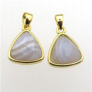 Blue Lace Agate triangle pendant, approx 11-12mm [GM12027]