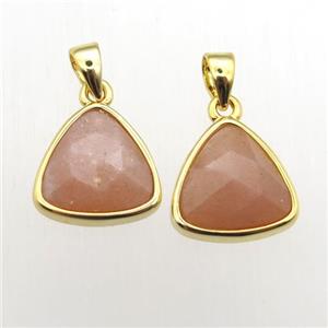 peach SunStone triangle pendant, approx 11-12mm [GM12030]