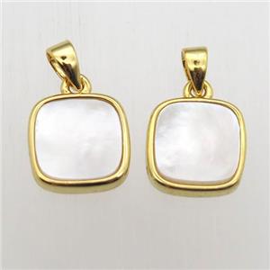 white Pearlized Shell square pendant, approx 10x10mm [GM12032]