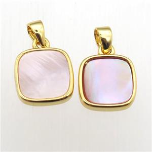 pink Queen Shell square pendant, approx 10x10mm [GM12033]