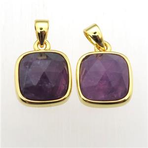 purple Amethyst square pendant, approx 10x10mm [GM12038]