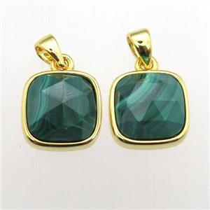 green Malachite square pendant, approx 10x10mm [GM12040]