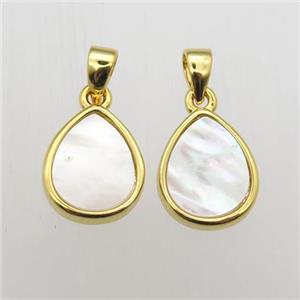 white Pearlized Shell teardrop pendants, approx 9-11mm [GM12043]